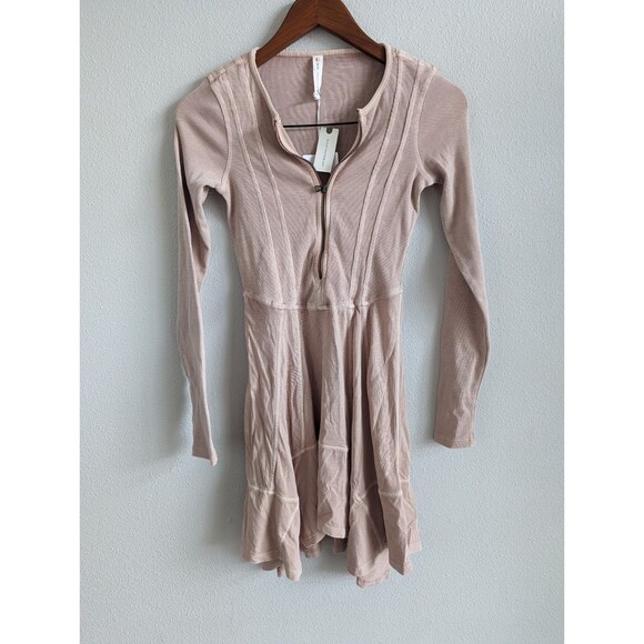 Daily Practice Anthropologie Sz XXS Play it Cool Sporty Tan Sporty Ribbed Dress - Picture 3 of 6